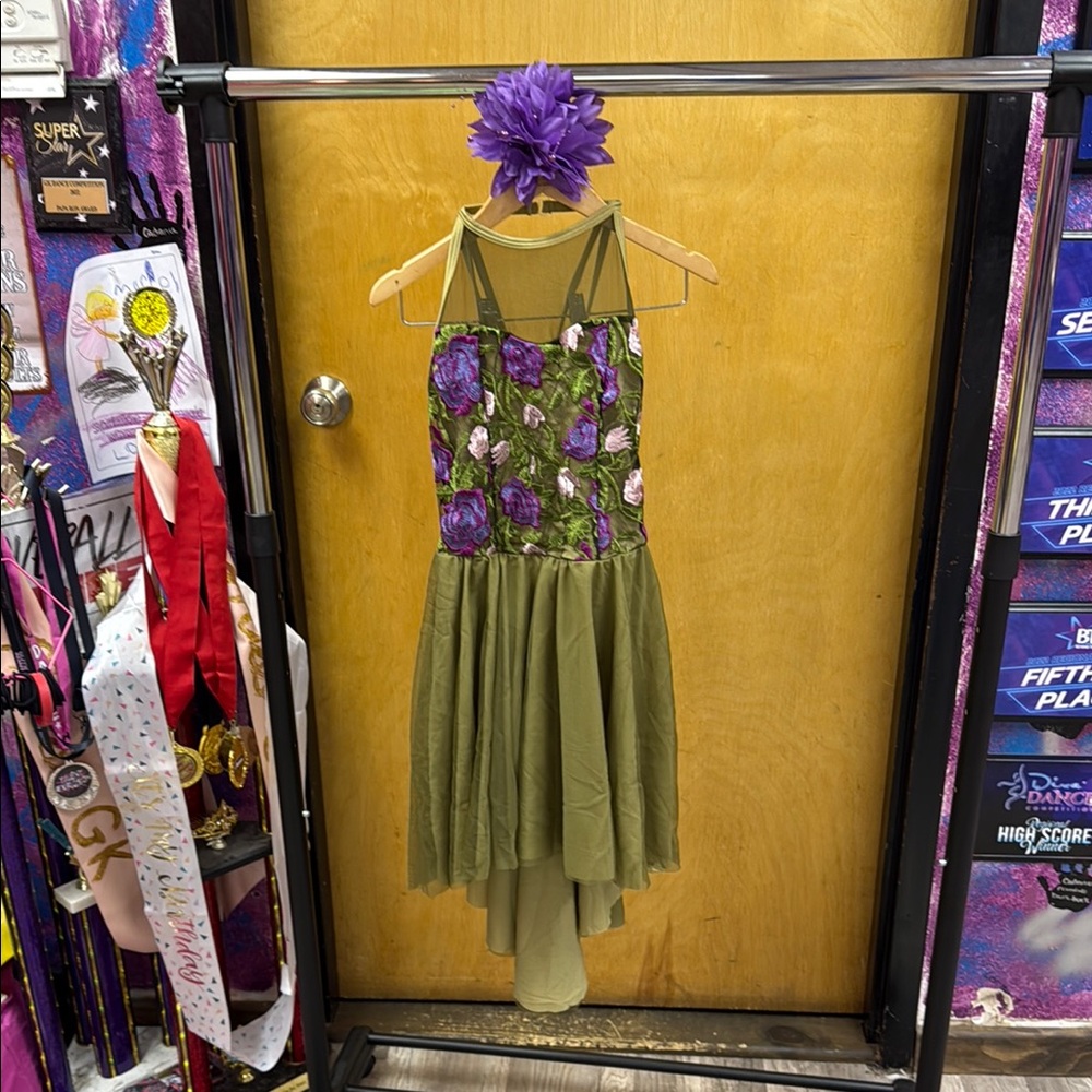 GK Green and Purple Kids Dance Costume